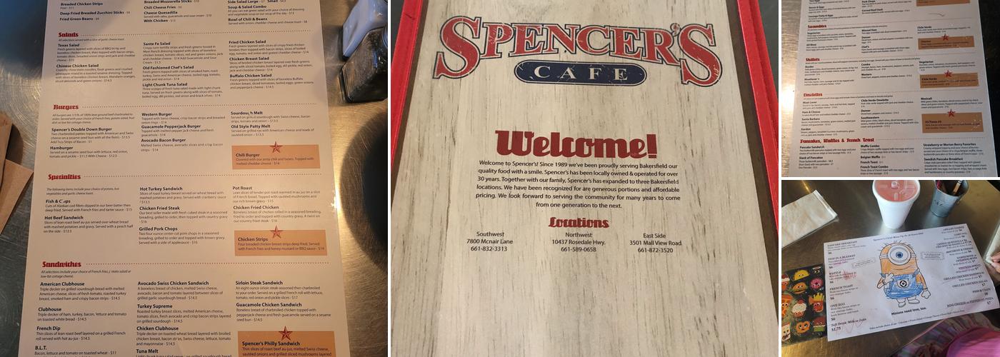 Spencer's Cafe Menu