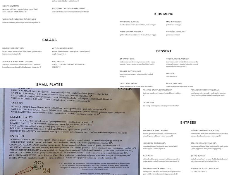 24 Carrot Bistro Menu