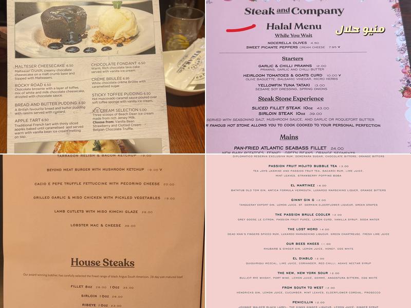 Steak and Company - Leicester Square Menu