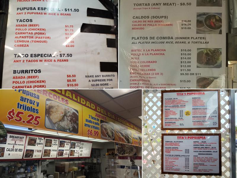 Tita's Pupusería Lonchera Menu
