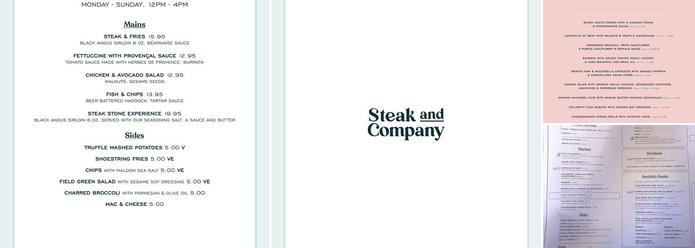 Steak and Company - Piccadilly Circus Menu