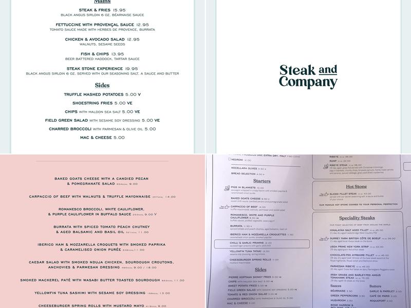 Steak and Company - Piccadilly Circus Menu