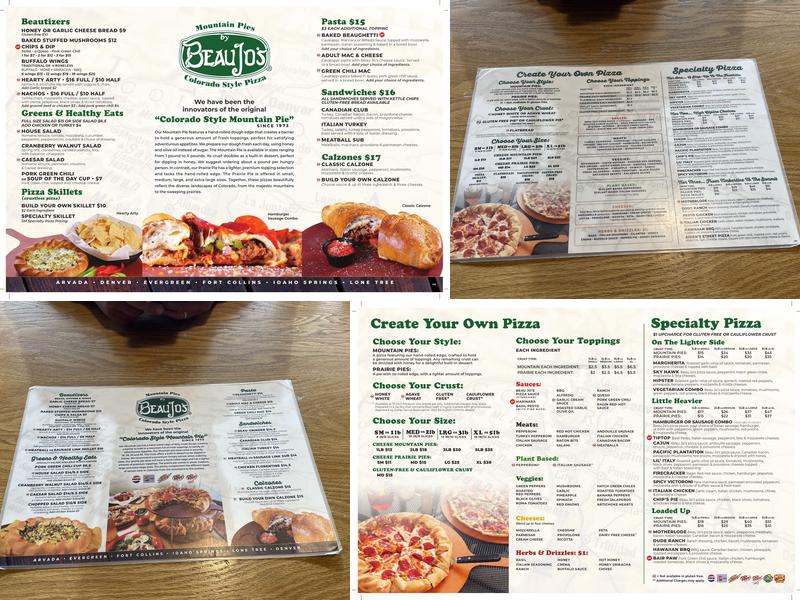 Beau Jo's Arvada Menu