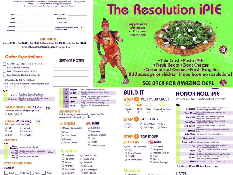 Infinitus Pizza Pie (iPIE) Menu
