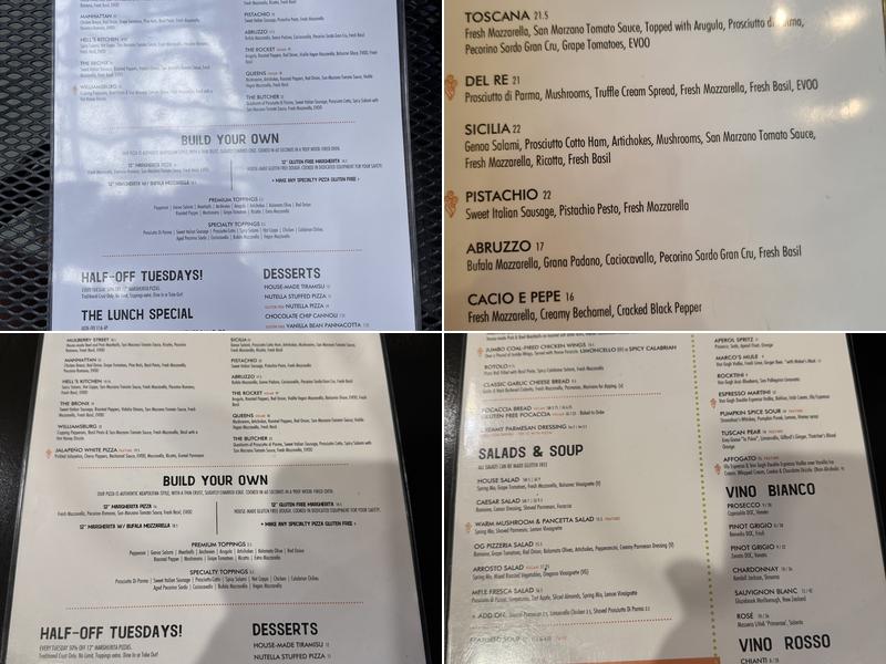 Marco's Coal Fired | Ballpark Menu