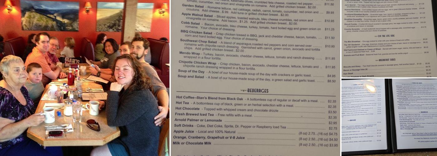 Stan's Maple Cafe Menu