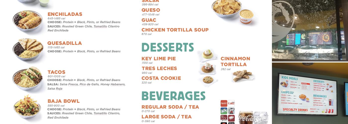 Costa Vida Menu
