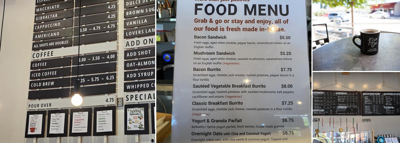 Black Oak Coffee Roasters Menu