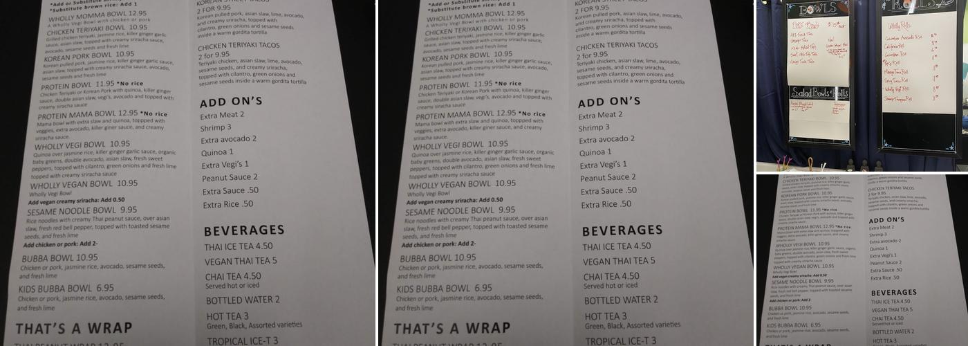 Wholly Bowls & Rolls Menu