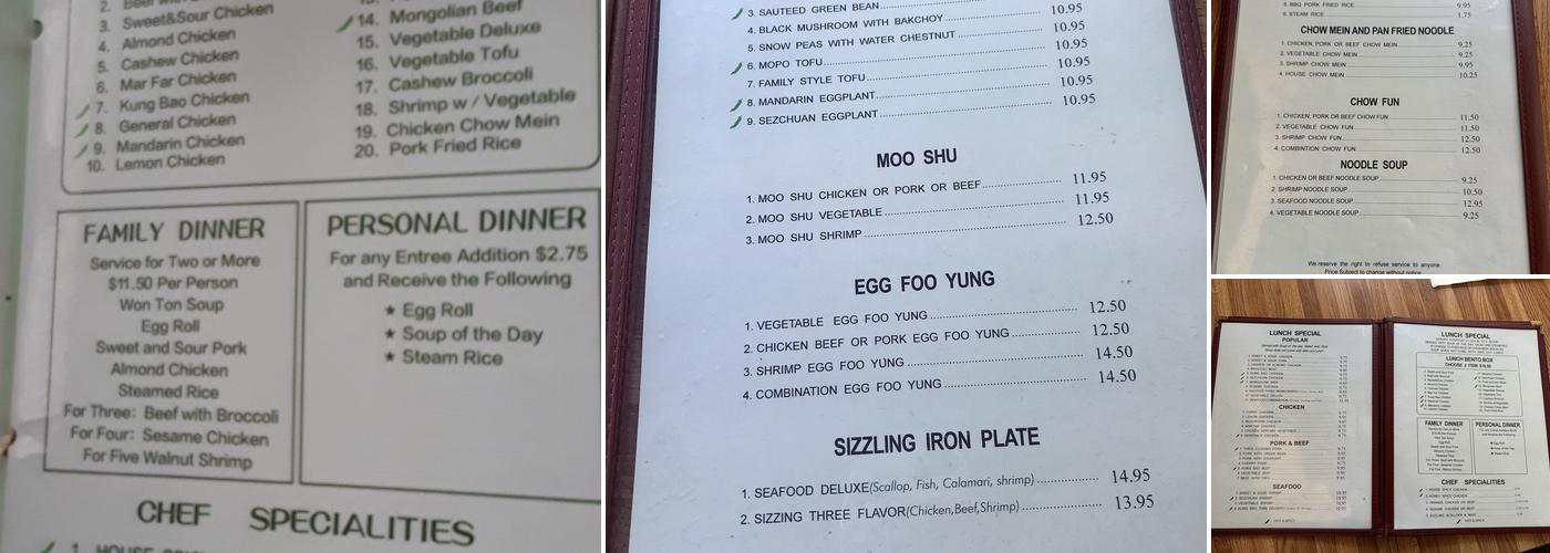 Asian Dragon Chinese Menu