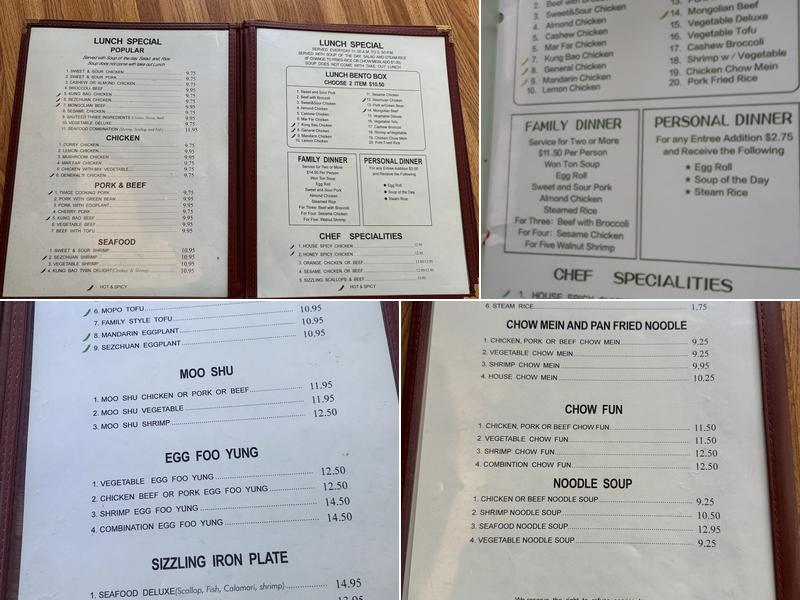 Asian Dragon Chinese Menu