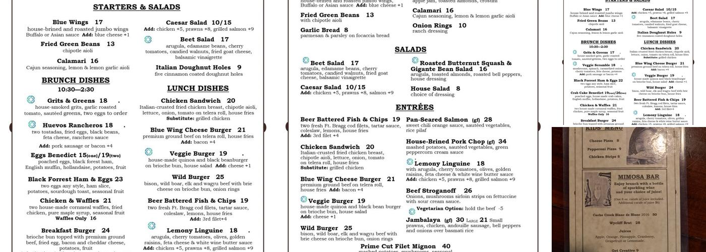 Blue Wing Saloon Restaurant Menu
