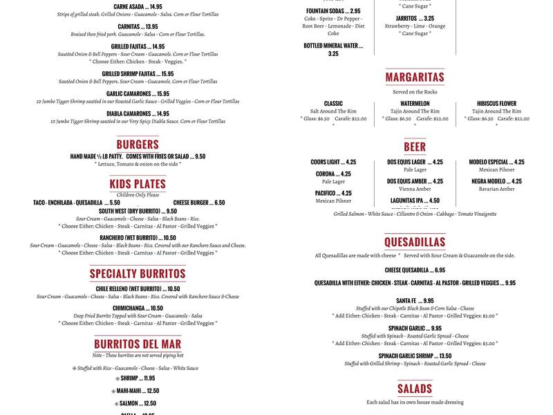 Cactus Grill Menu
