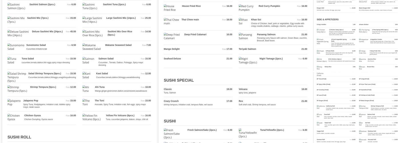 Kour Thai Restaurant Menu