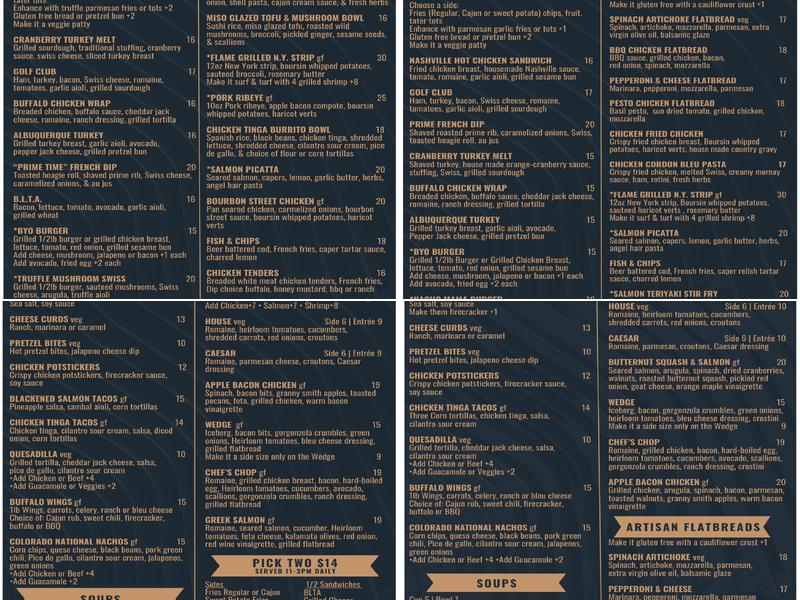 Masters Restaurant Menu