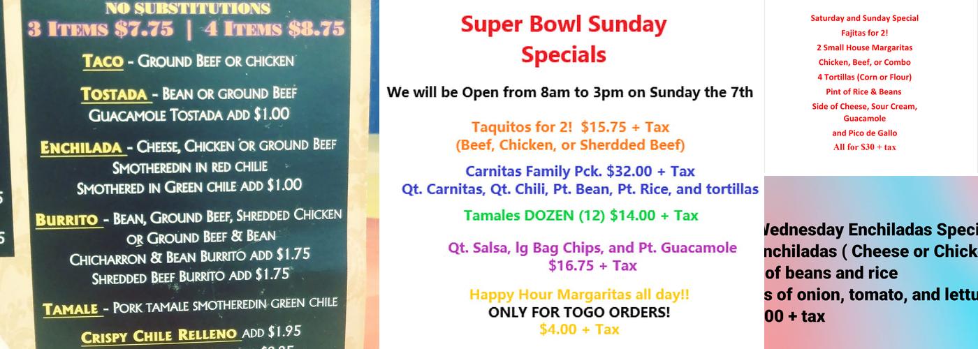Salsas Mexican Restaurant Menu