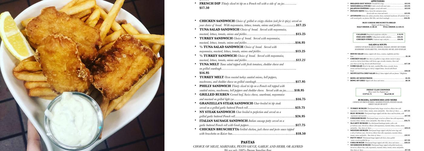 Granzella's Restaurant Menu