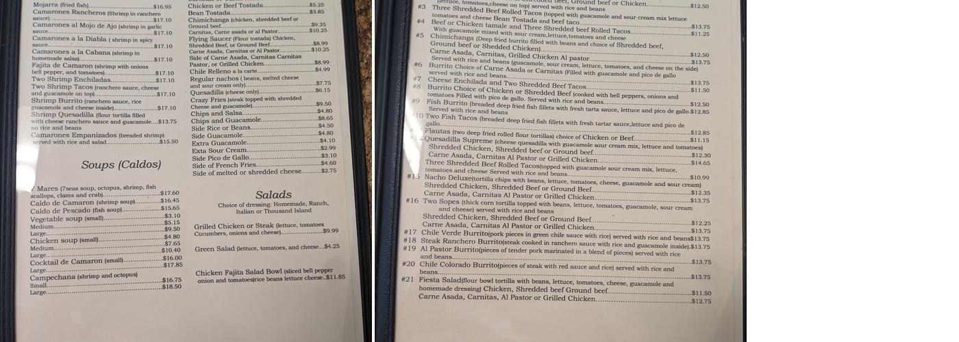 La Cabana Menu