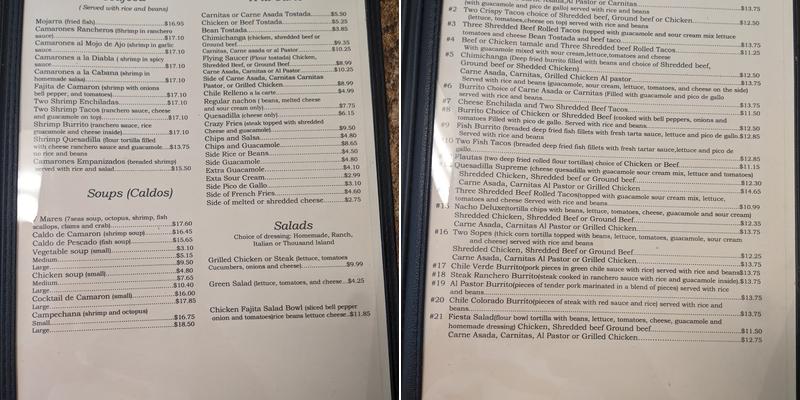La Cabana Menu