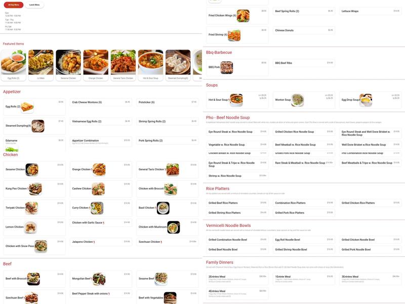 TaWan Asian Cafe Menu