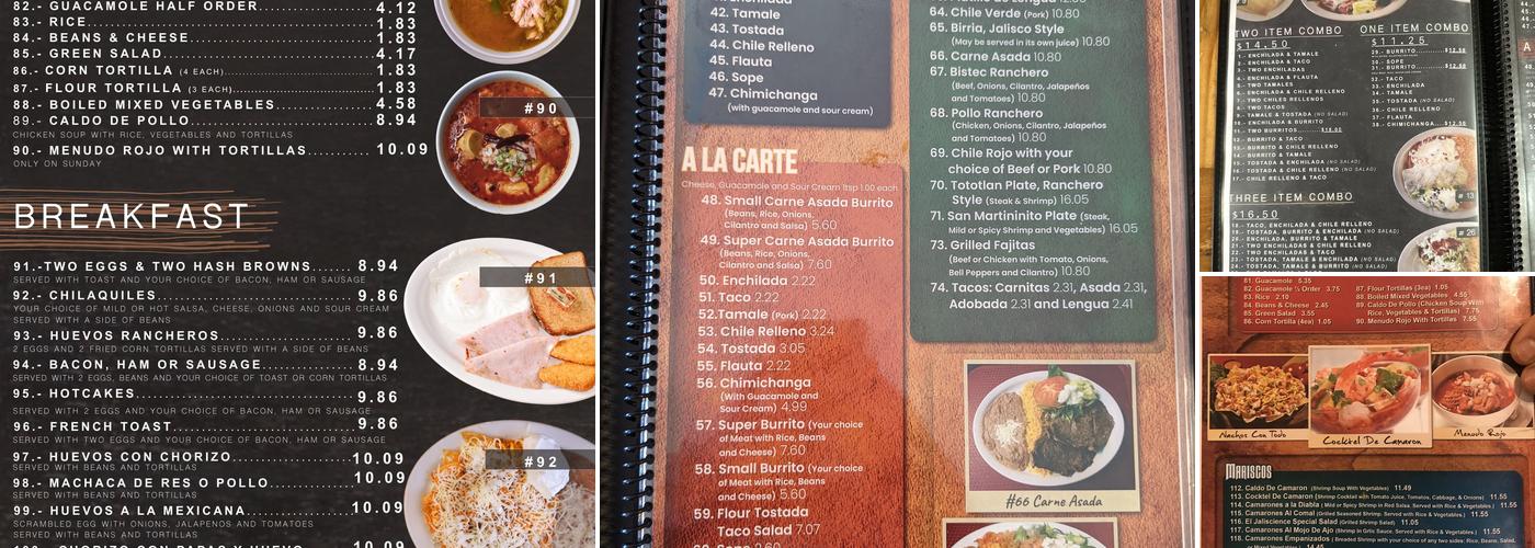 El Jaliscience Méxican Grill Menu