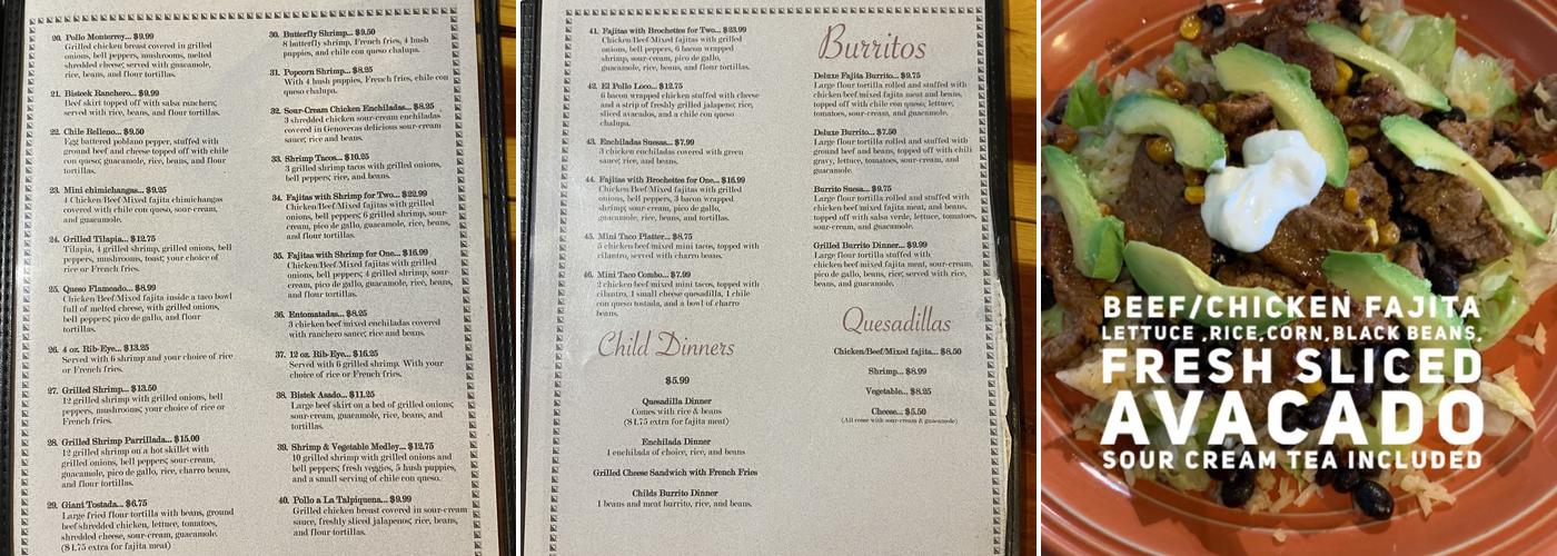 Las Rosas Menu