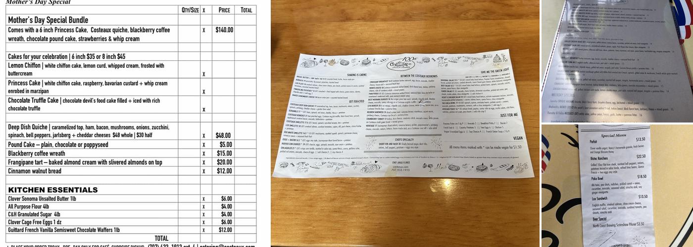 Costeaux French Bakery Menu