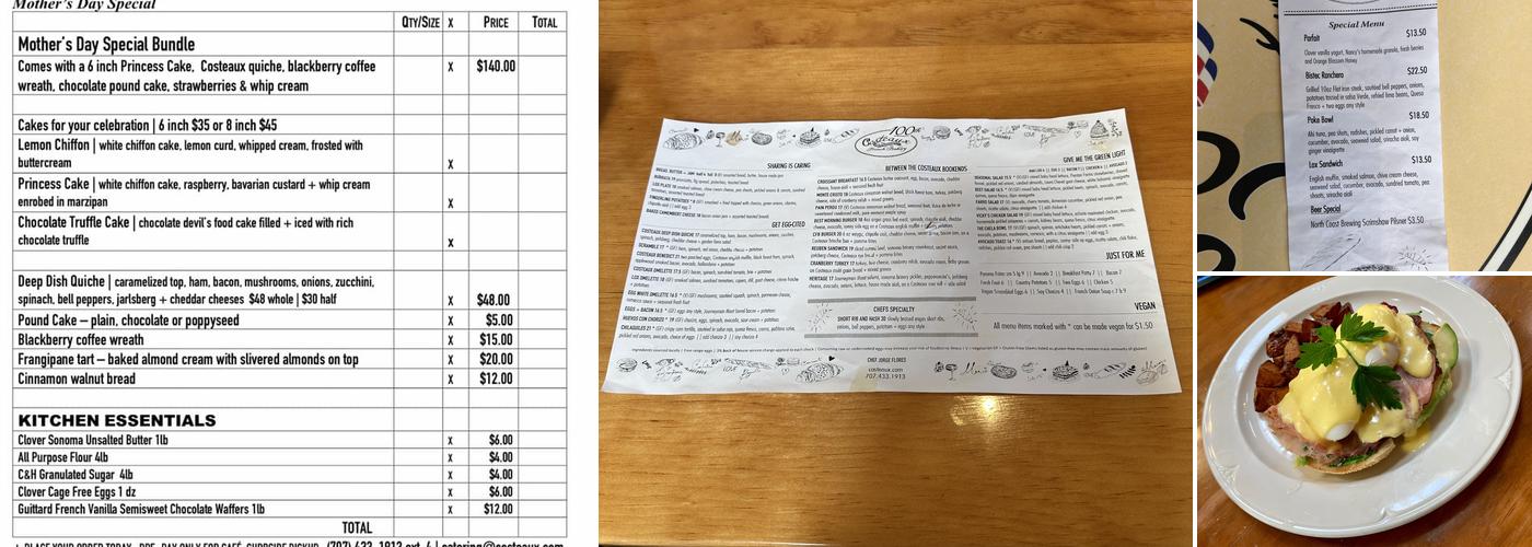 Costeaux French Bakery Menu