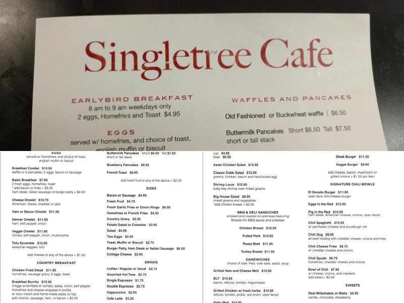 Singletree Cafe Menu