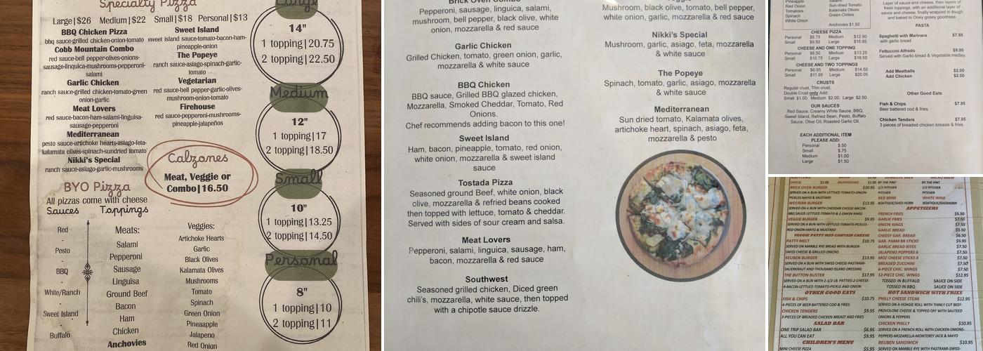 Brick Oven Pizza and Pasta Menu