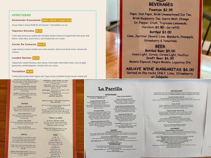 La Parrilla Mexican Grill Menu