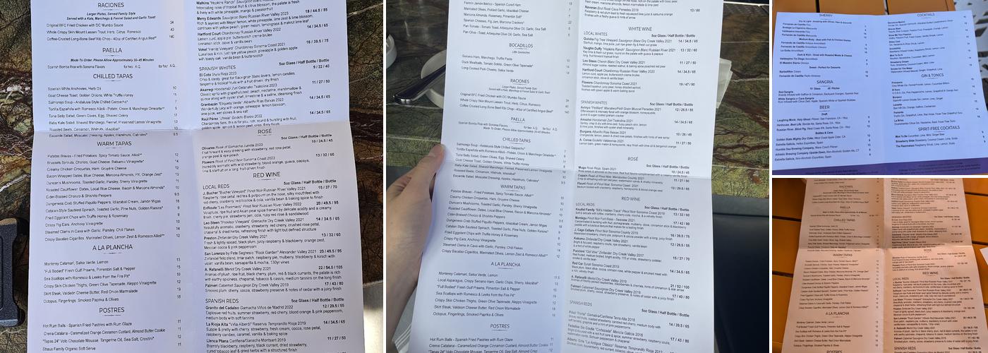 Bravas Bar de Tapas Menu