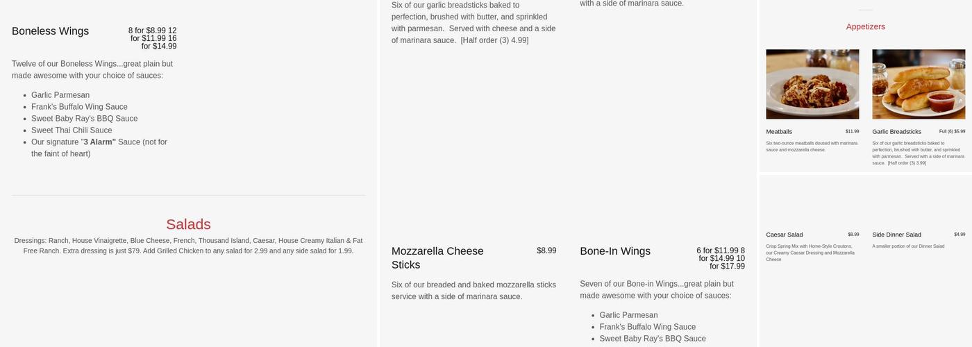 Hook & Ladder Pizza Menu