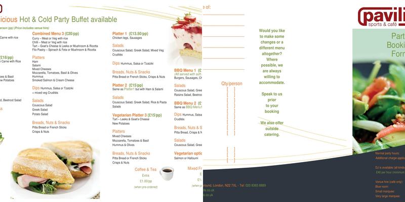 Pavillion Cafe Menu