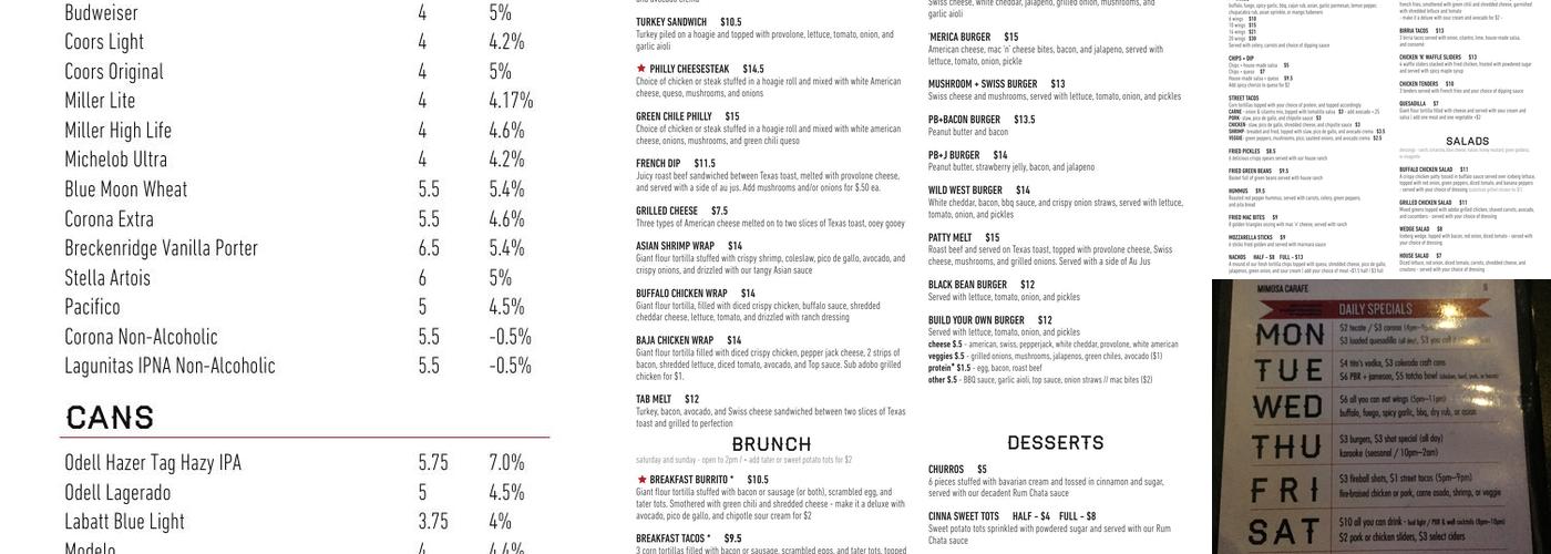 Rocky Top Tavern Menu