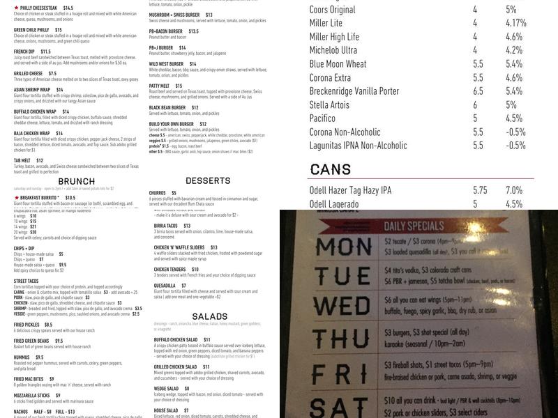 Rocky Top Tavern Menu