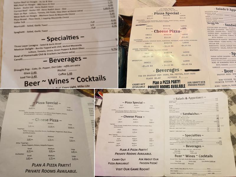 Pizza Cellar Menu