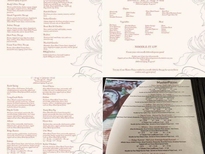 Reeds Spring Pizza Co & Sports Lounge Menu