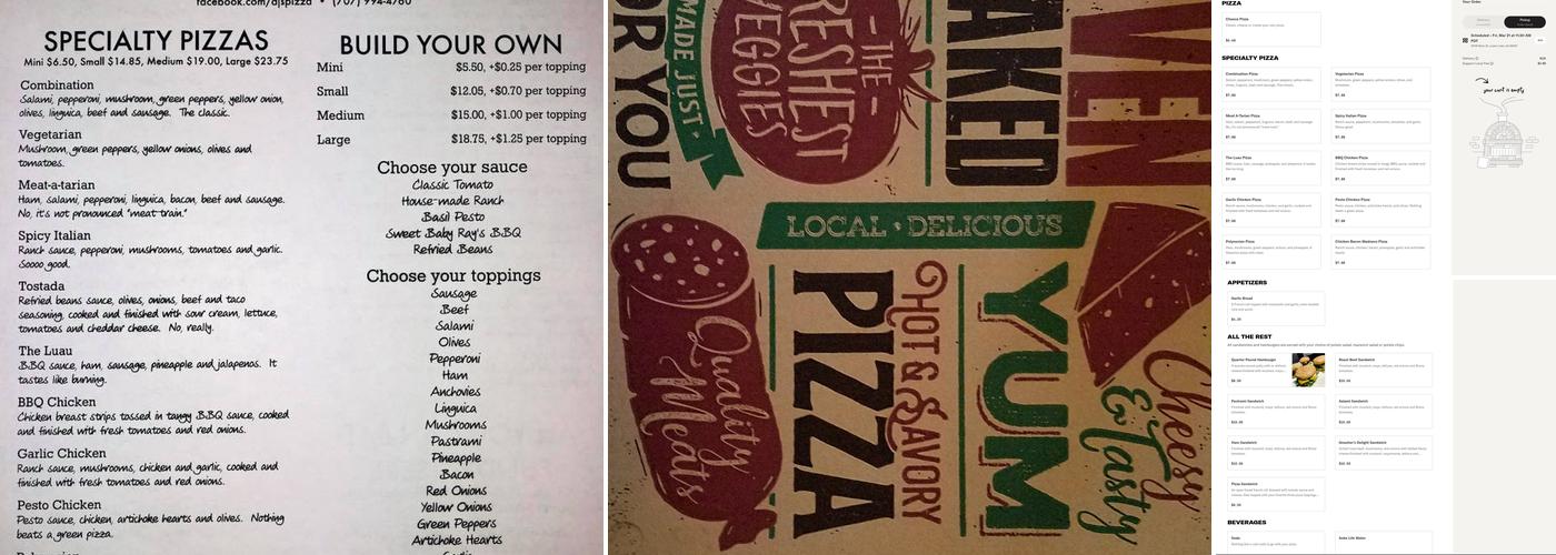 DJ's Pizza Menu