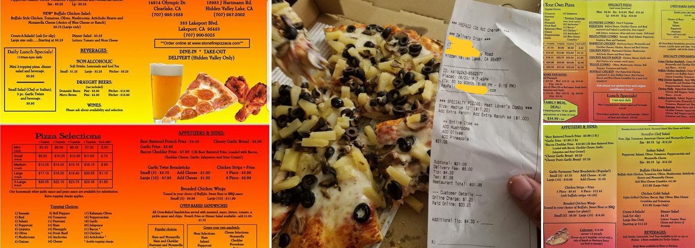 Stone Fire Pizza Co. Menu