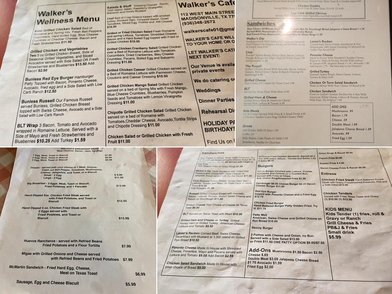 Walker's Cafe Menu