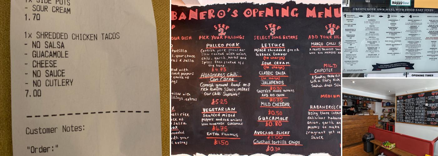 Habanero's Burrito Bar Menu