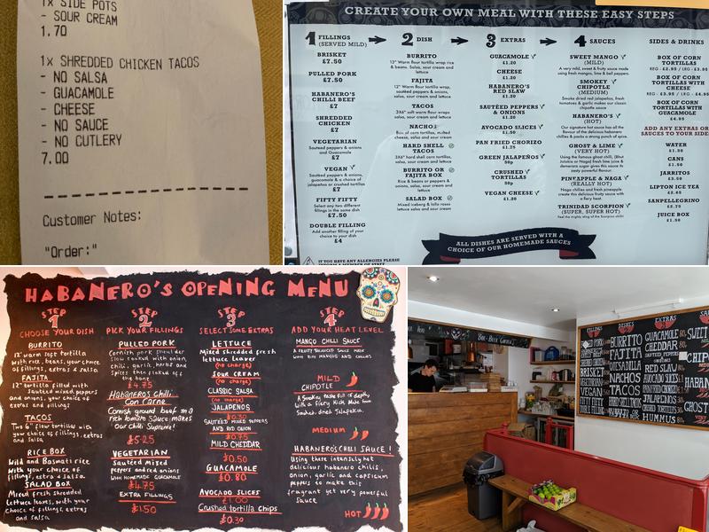Habanero's Burrito Bar Menu