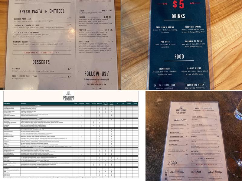 Homegrown Tap & Dough - Arvada Menu