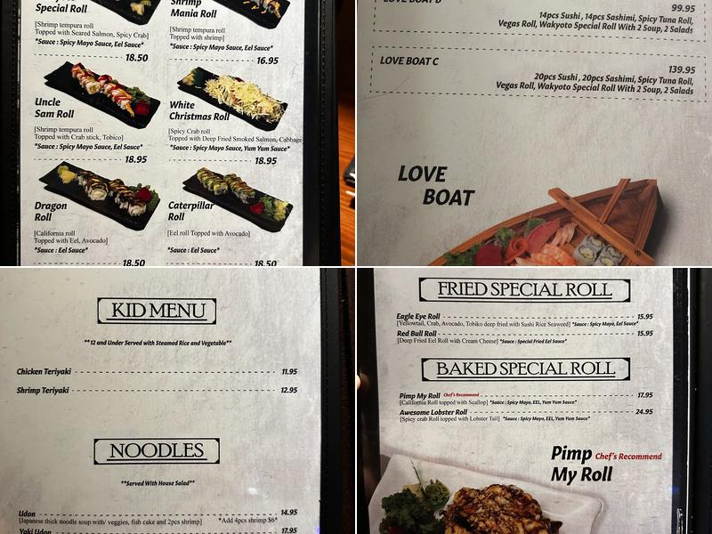 Wakyoto Japanese Restaurant Menu