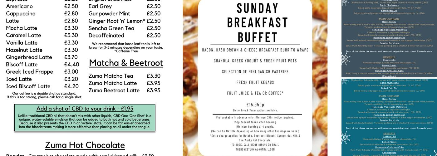 The Honest John Bar & Coffee Tavern Menu