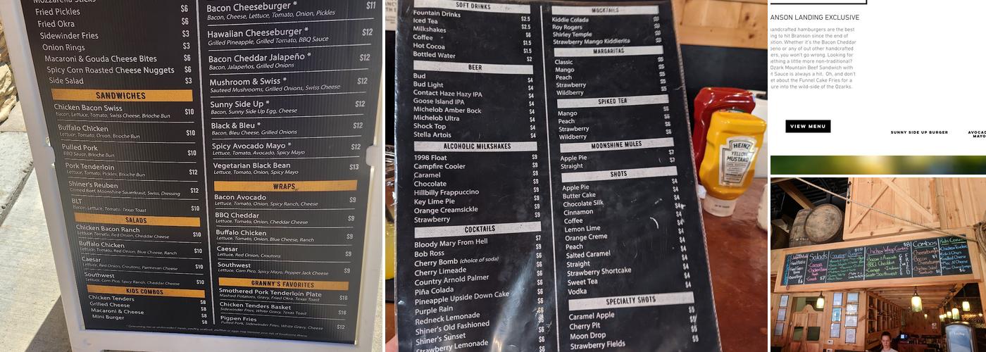 Smith Creek Moonshine Branson Landing Menu