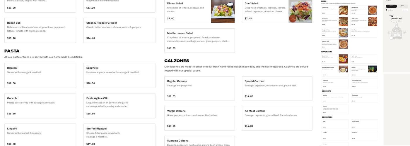 Serafini's Pizzeria Menu