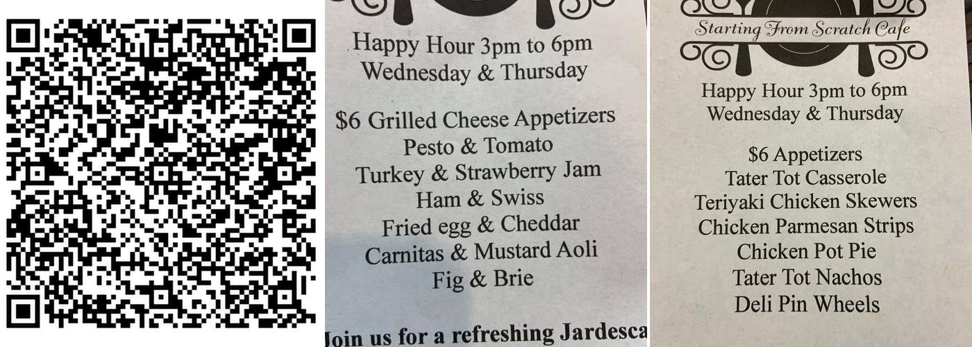 Starting From Scratch Catering Menu