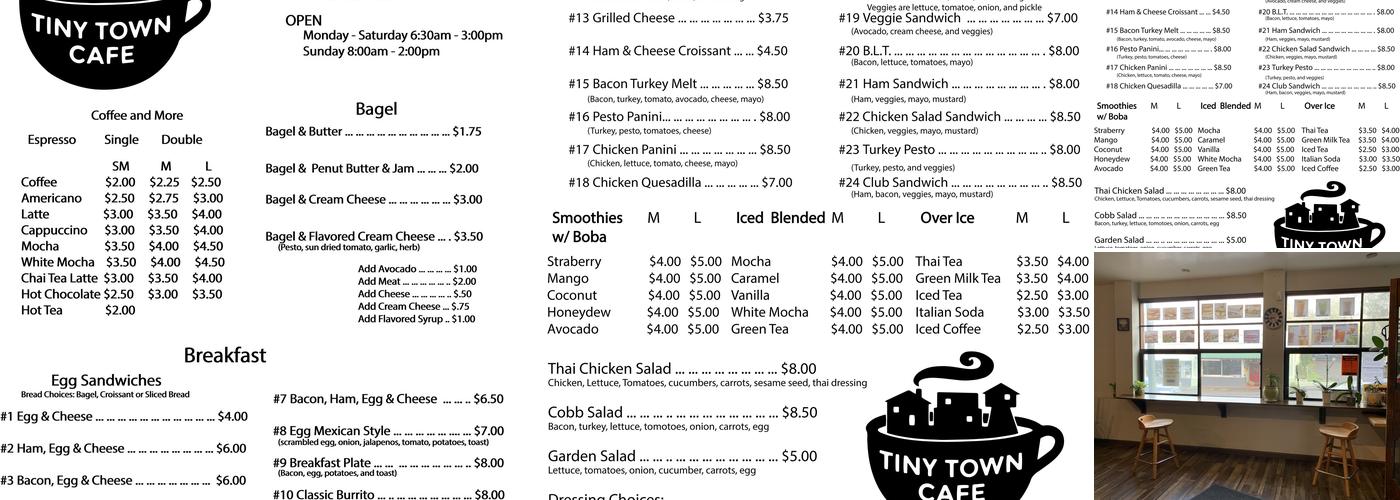 Tiny Town Cafe Menu